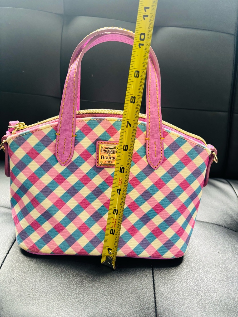 Dooney & Bourke Pink Multicolor Gingham Mini Satchel - Picture 6 of 6